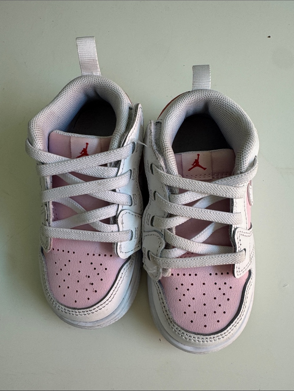 Jordan Kids' Pink and White Low-Top Sneakers with Red Jumpman